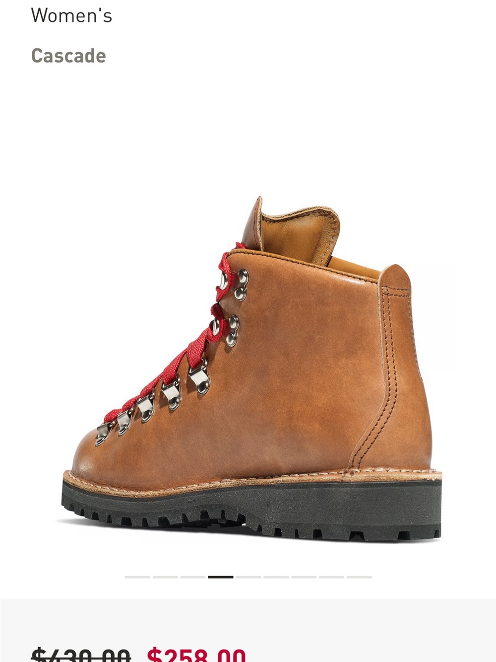 Danner Women’s Cascade Original Tan Leather Hiking Boot with Red Laces - Picture 2 of 8